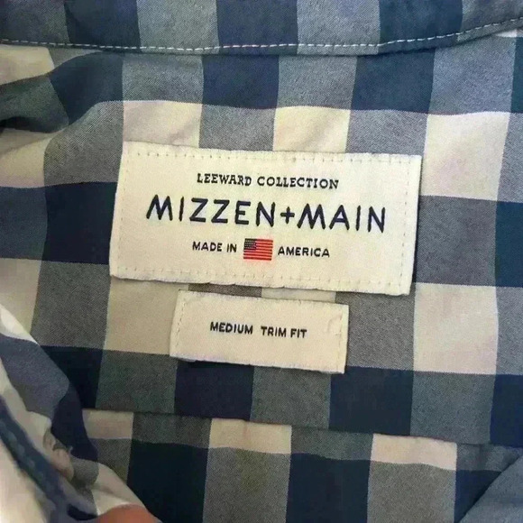 Mizzen+Main Leeward Trim Fit Gingham No Tuck Performance Wear Size Medium Casual - Picture 4 of 8